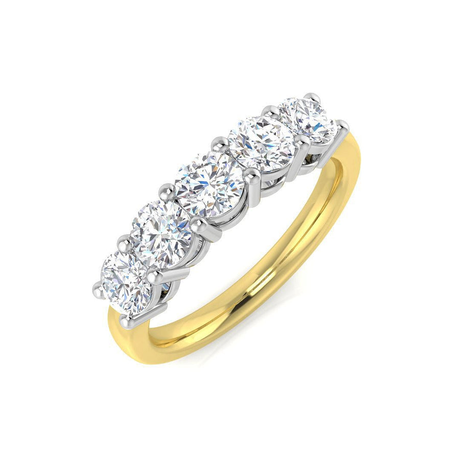 Diamond 5 Stone Eternity Ring 1.50ct F-VS Quality in 18k Yellow Gold - My Jewel World
