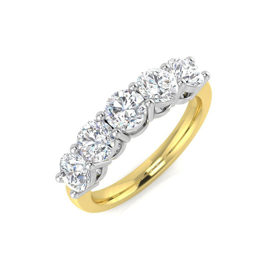 Diamond 5 Stone Eternity Ring 2.00ct F-VS Quality in 18k Yellow Gold - My Jewel World