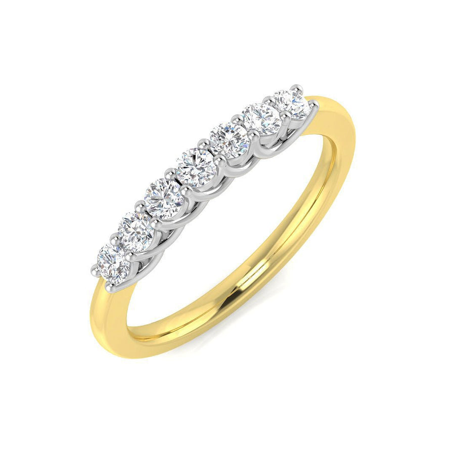 Diamond 7 Stone Eternity Ring 0.33ct F-VS Quality in 18k Yellow Gold - My Jewel World