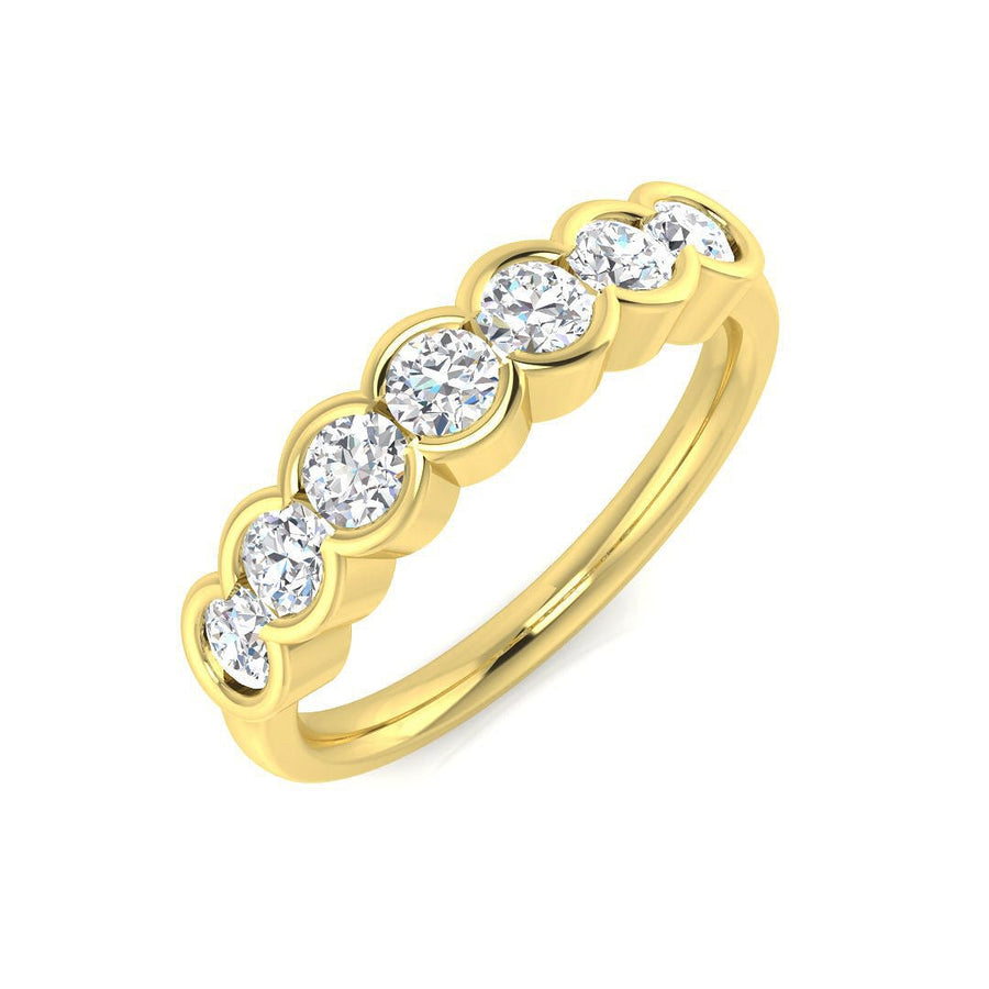 Diamond 7 Stone Eternity Ring 0.75ct F-VS Quality in 18k Yellow Gold - My Jewel World