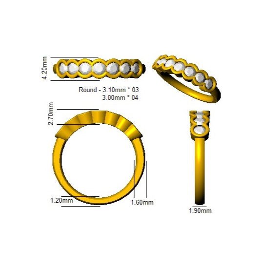 Diamond 7 Stone Eternity Ring 0.75ct F-VS Quality in 18k Yellow Gold - My Jewel World