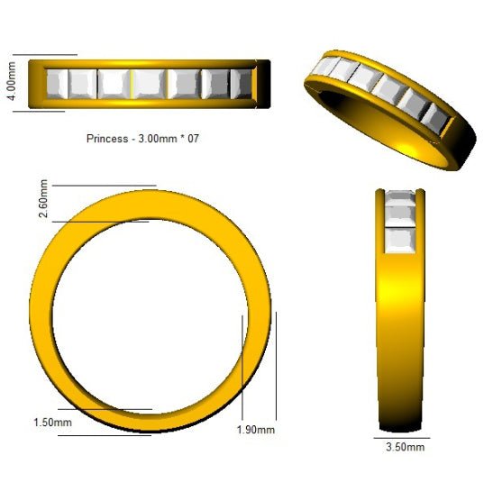 Diamond 7 Stone Eternity Ring 1.20ct F-VS Quality in Platinum - My Jewel World