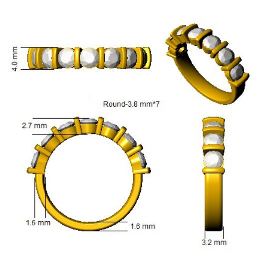 Diamond 7 Stone Eternity Ring 1.40ct F-VS Quality in 18k Yellow Gold - My Jewel World