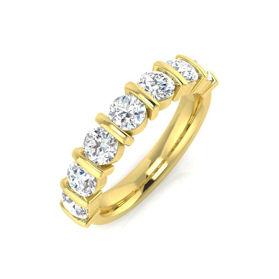 Diamond 7 Stone Eternity Ring 1.40ct F-VS Quality in 18k Yellow Gold - My Jewel World