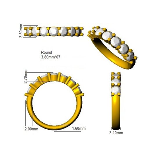 Diamond 7 Stone Eternity Ring 1.55ct F-VS Quality in 18k Yellow Gold - My Jewel World