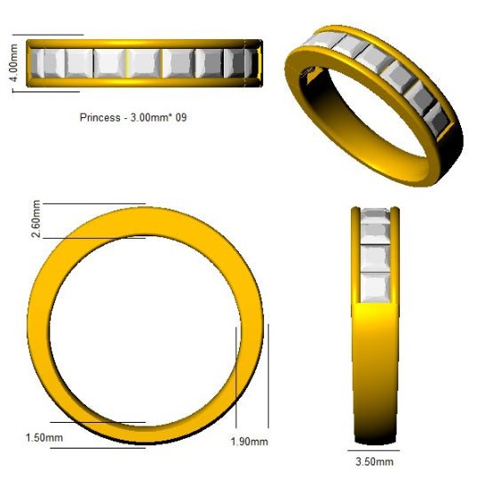 Diamond 9 Stone Eternity Ring 1.50ct F-VS Quality in 18k White Gold - My Jewel World