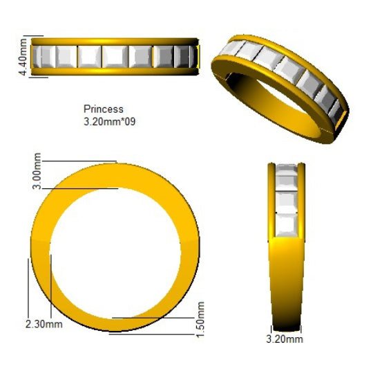 Diamond 9 Stone Eternity Ring 1.75ct F-VS Quality in 18k Yellow Gold - My Jewel World