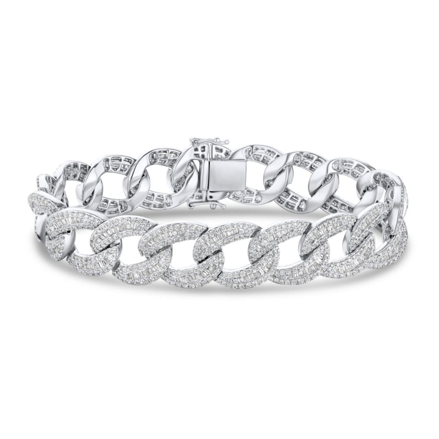 Diamond Curb Bracelet 7.96ct G SI Quality in 9k White Gold - My Jewel World