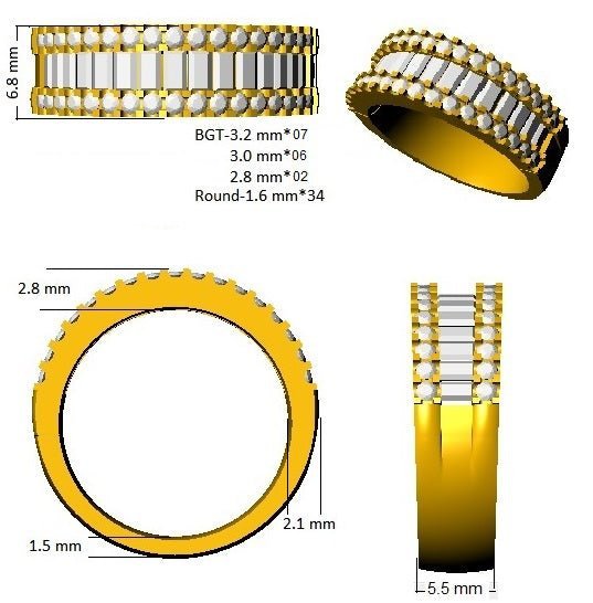 Diamond Fancy Eternity Ring 7.0mm 1.33ct G - SI Quality in Platinum - My Jewel World