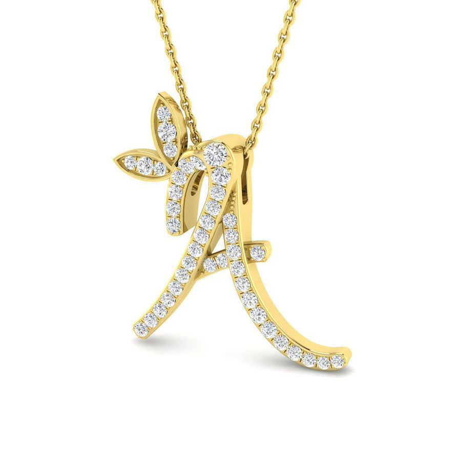 Diamond Initial A Necklace 0.30.ct G SI Quality in 18k Yellow Gold - My Jewel World