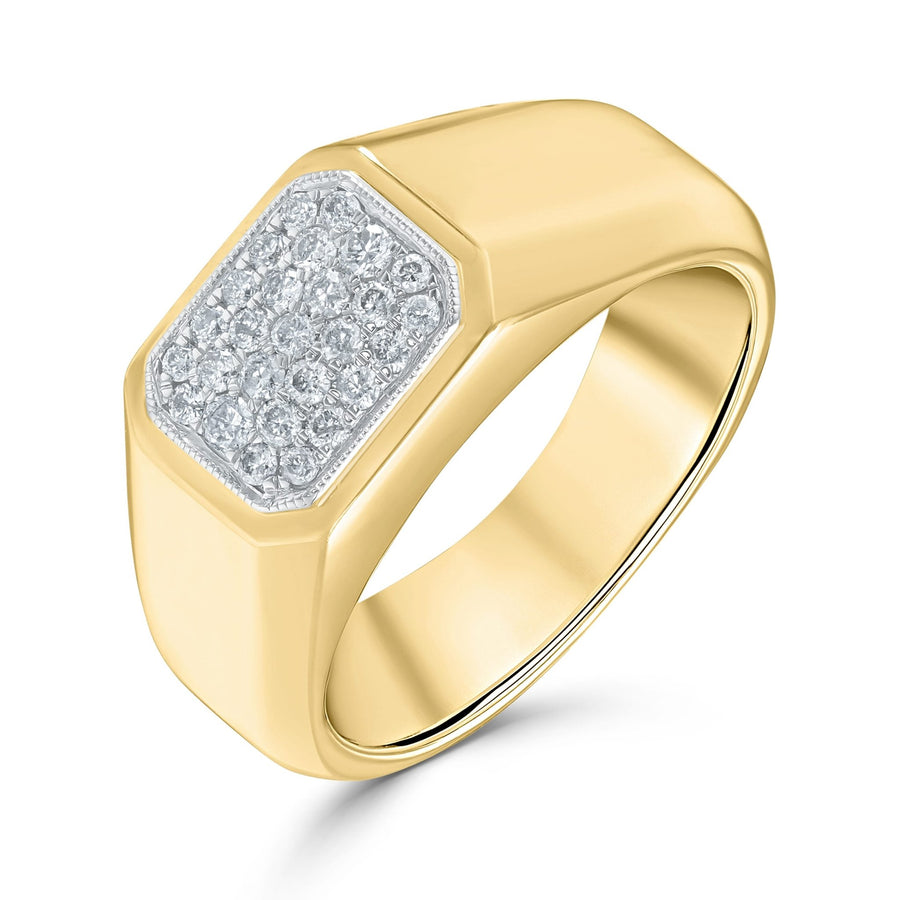 Diamond Square Signet Ring 0.33ct G-SI Quality set in 9ct Yellow Gold - My Jewel World