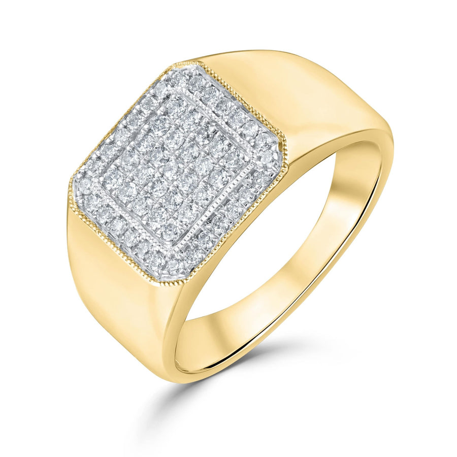 Diamond Square Signet Ring 0.58ct G-SI Quality set in 9ct Yellow Gold - My Jewel World