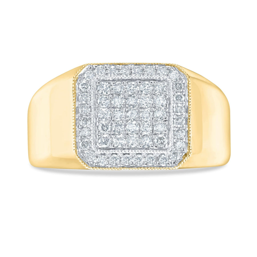 Diamond Square Signet Ring 0.58ct G-SI Quality set in 9ct Yellow Gold - My Jewel World