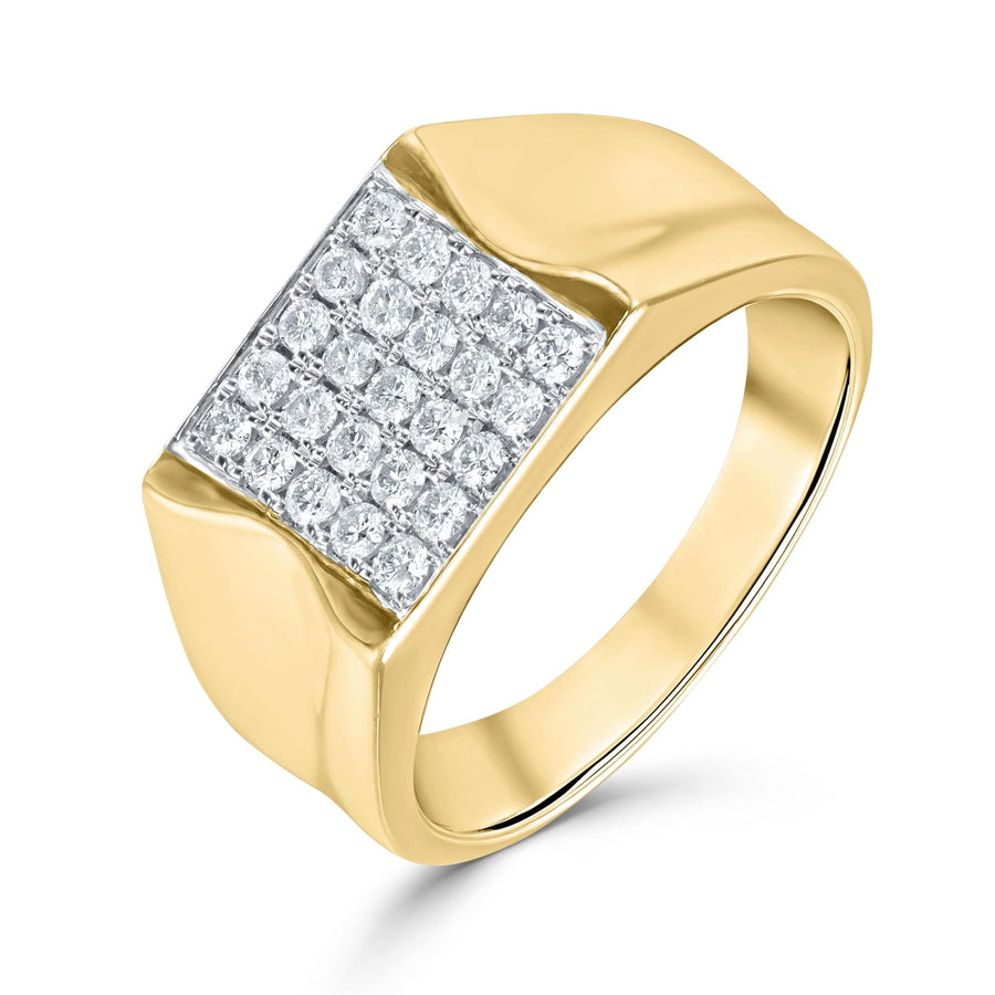 Diamond Square Signet Ring 0.63ct G-SI Quality set in 9ct Yellow Gold - My Jewel World