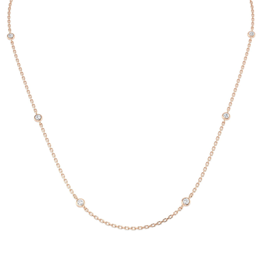 Diamond Yard Necklace 16 Inch 0.20ct F-VS Quality in 18k Rose Gold - My Jewel World