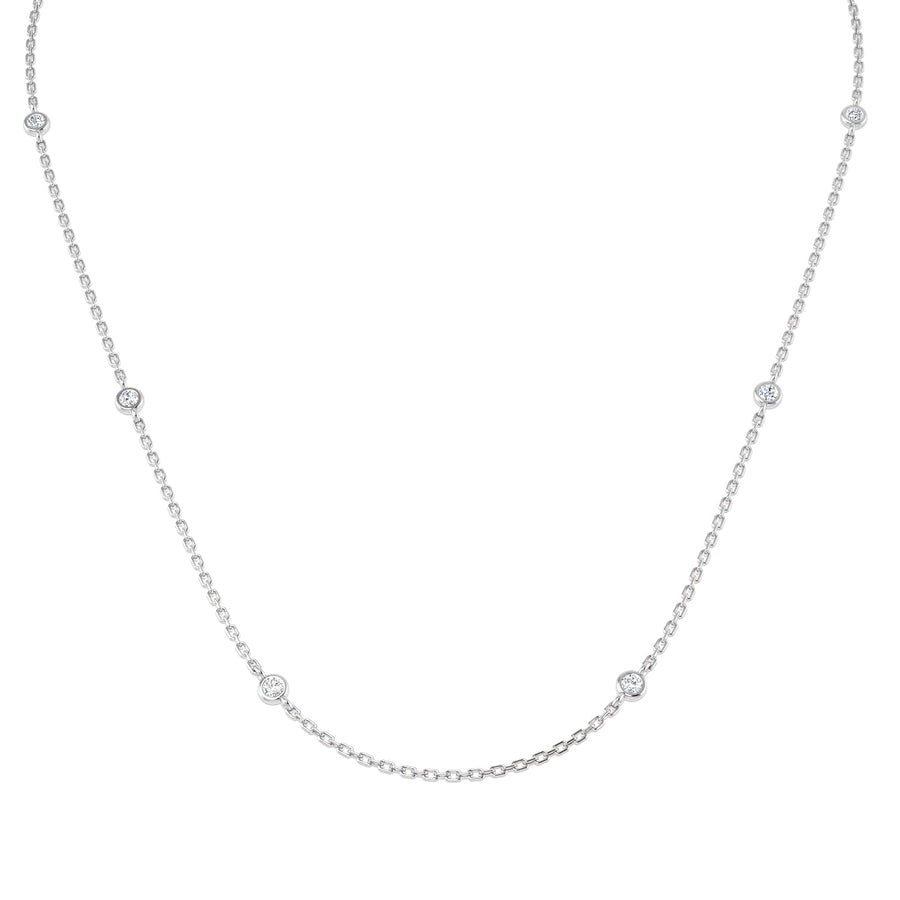 Diamond Yard Necklace 16 Inch 0.20ct F-VS Quality in 18k White Gold - My Jewel World