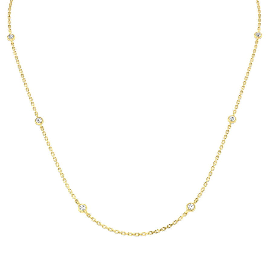 Diamond Yard Necklace 16 Inch 0.20ct F-VS Quality in 18k Yellow Gold - My Jewel World