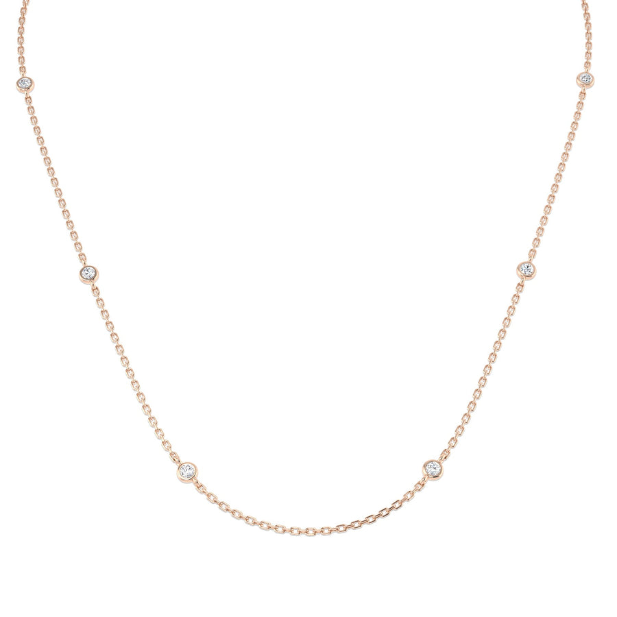 Diamond Yard Necklace 16 Inch 0.32ct F-VS Quality in 18k Rose Gold - My Jewel World