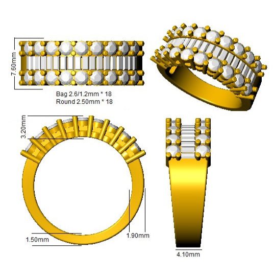 Fancy Diamond Eternity Ring 7.0mm 1.50ct F - VS Quality 18k White Gold - My Jewel World