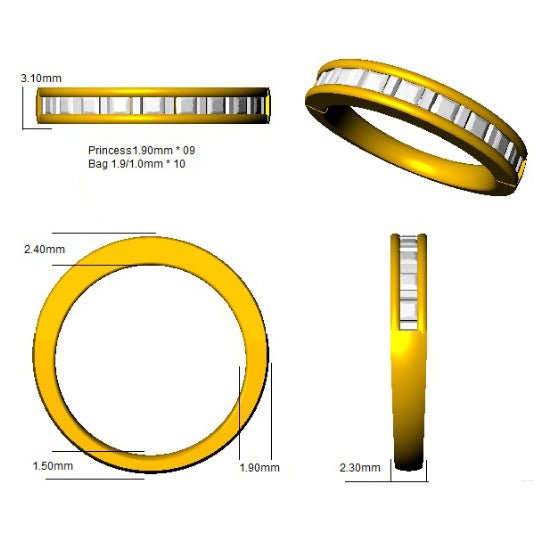 Princess Diamond Eternity Ring 0.50ct F - VS Quality in 18k Rose Gold - My Jewel World