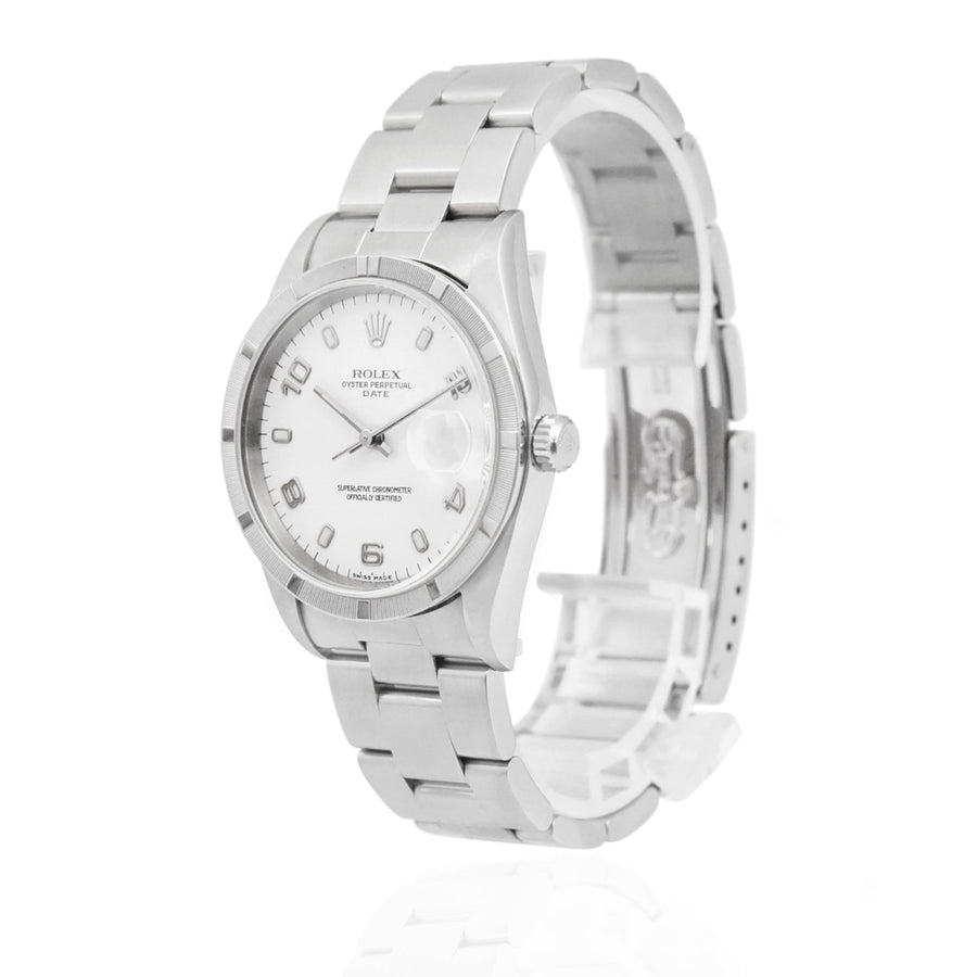 Rolex Oyster Perpetual Date White Dial Stainless Steel Ref: 15210 - My Jewel World