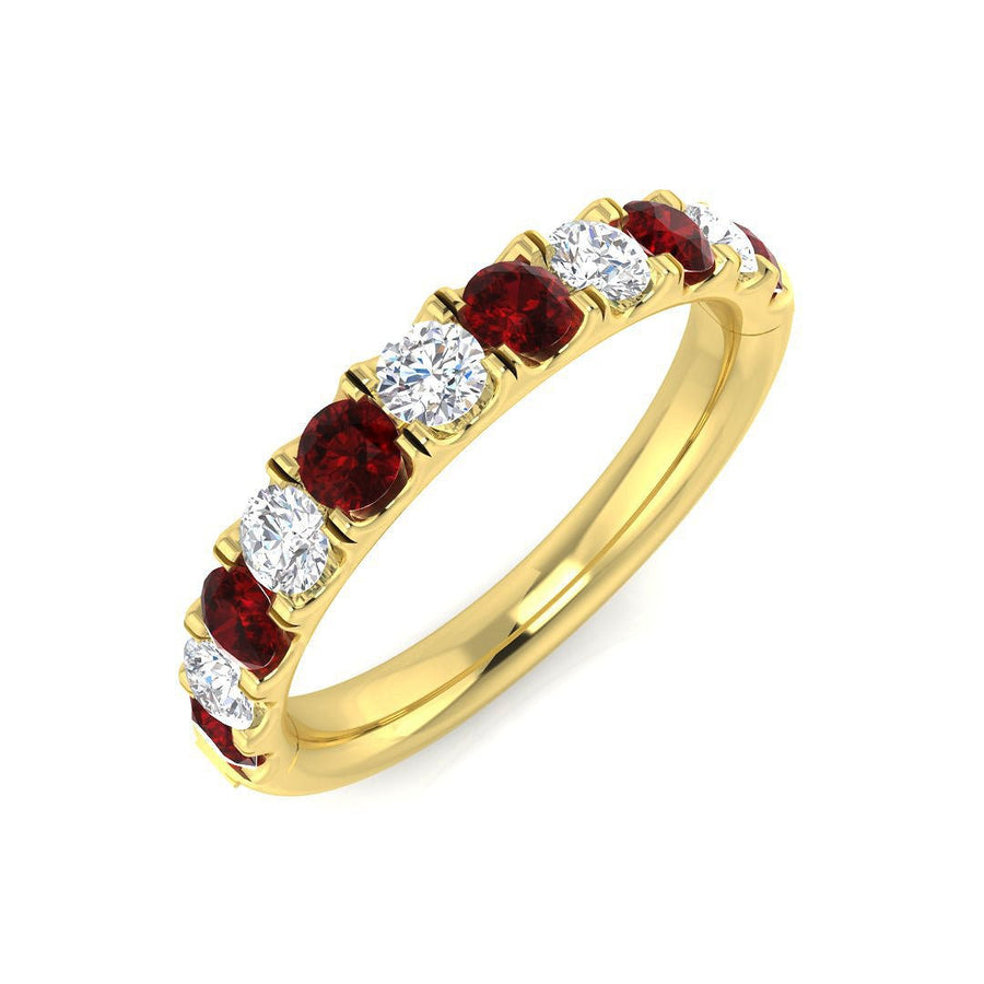 Ruby & Diamond 10 Stone Ring 1.30ct F - VS Quality in 18k Yellow Gold - My Jewel World