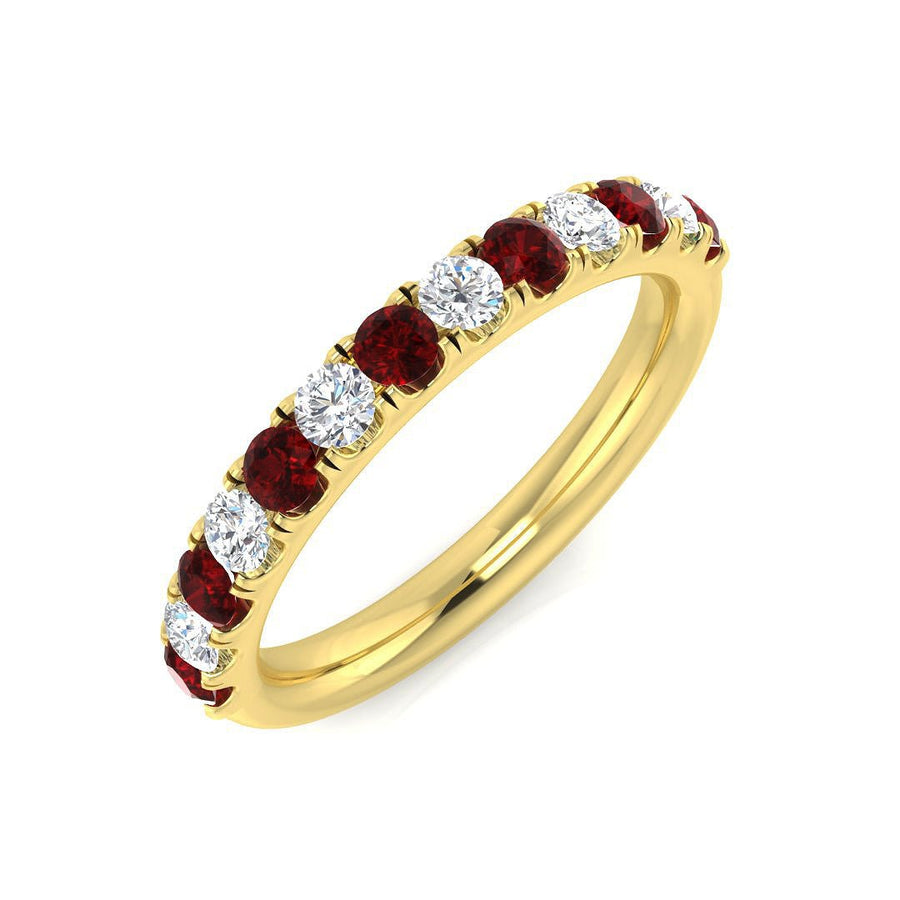 Ruby & Diamond 13 Stone Ring 0.60ct F - VS Quality in 18k Yellow Gold - My Jewel World