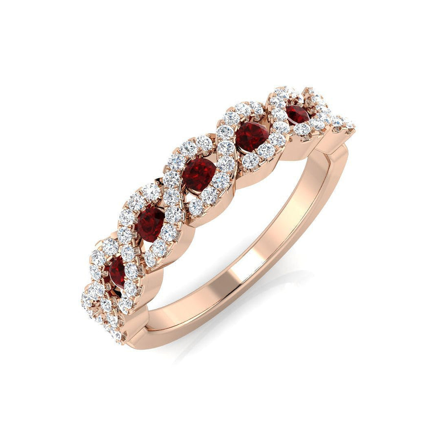 Ruby & Diamond Eternity Ring 0.60ct F - VS Quality in 18k Rose Gold - My Jewel World