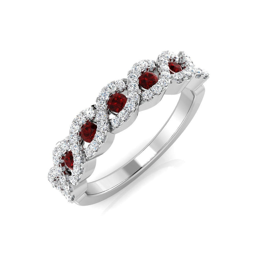 Ruby & Diamond Eternity Ring 0.60ct F - VS Quality in 18k White Gold - My Jewel World