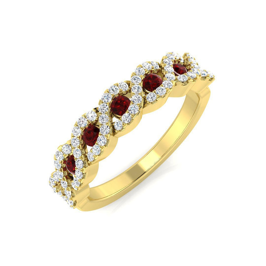 Ruby & Diamond Eternity Ring 0.60ct F - VS Quality in 18k Yellow Gold - My Jewel World