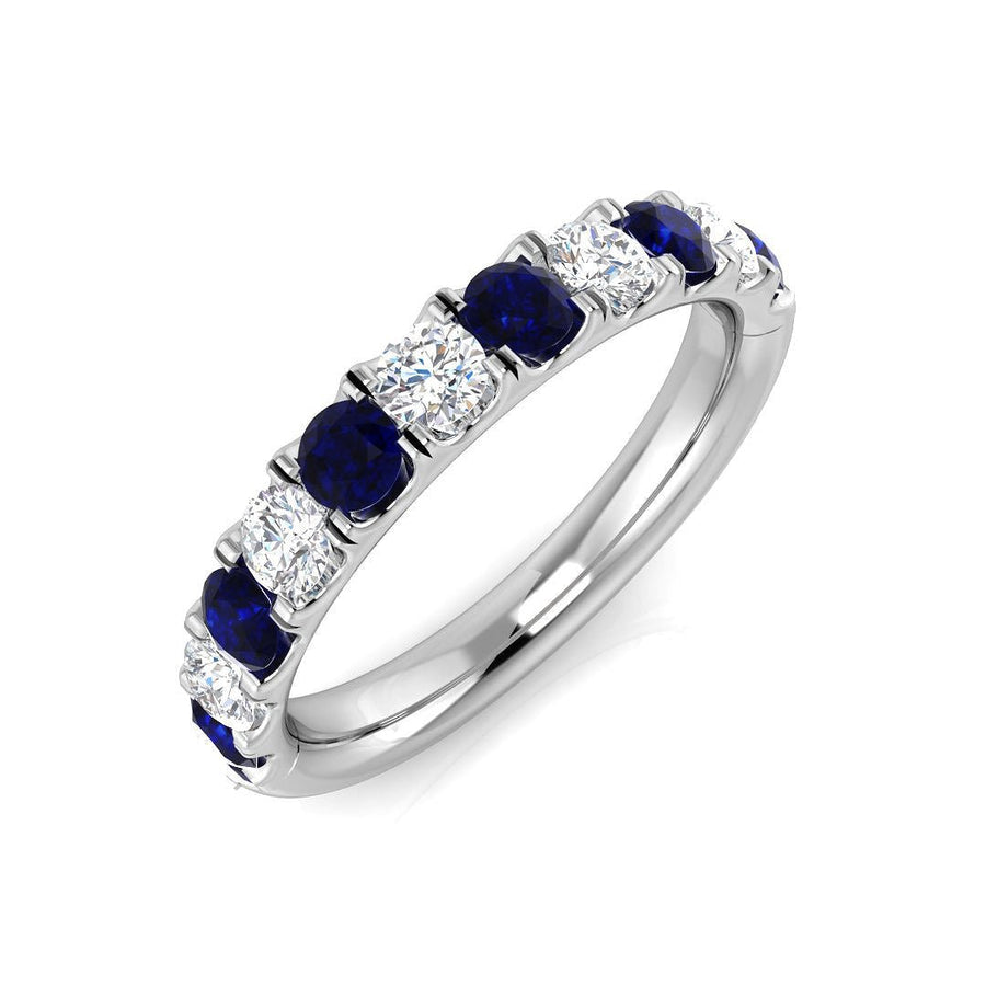 Sapphire & Diamond 10 Stone Ring 1.25ct F - VS Quality in 18k White Gold - My Jewel World