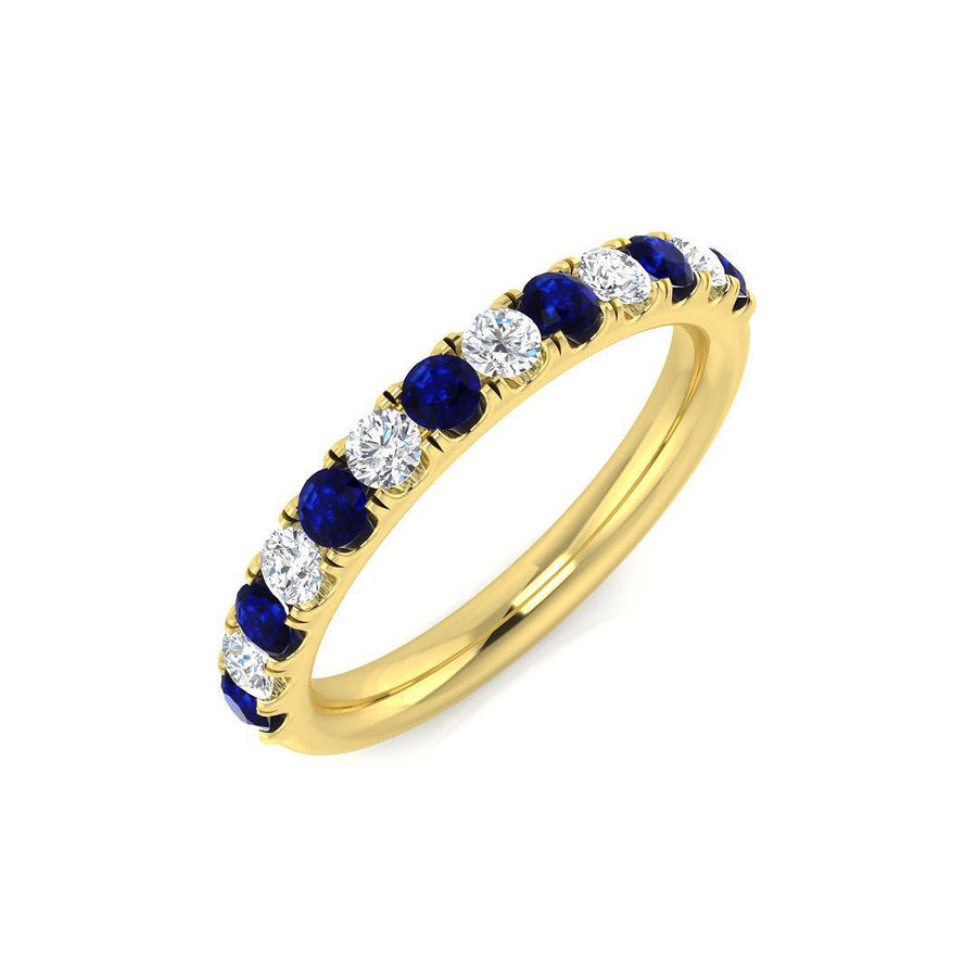 Sapphire & Diamond 13 Stone Ring 0.60ct F - VS Quality 18k Yellow Gold - My Jewel World