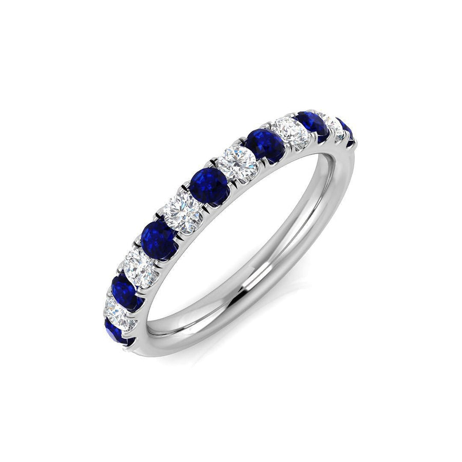 Sapphire & Diamond 13 Stone Ring 0.60ct F - VS Quality in 18k White Gold - My Jewel World