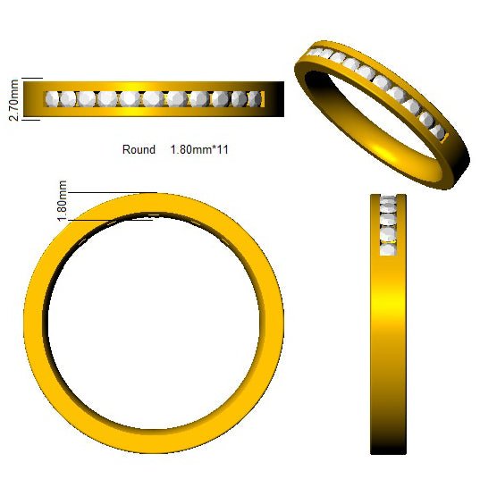 11 Stone Diamond Eternity Ring 0.25ct F-VS Quality in 18k Yellow Gold - My Jewel World