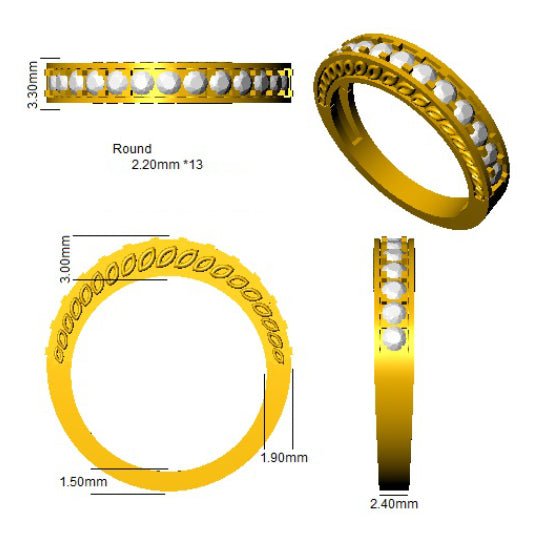 13 Stone Diamond Eternity Ring 0.50ct F-VS Quality in 18k Yellow Gold - My Jewel World