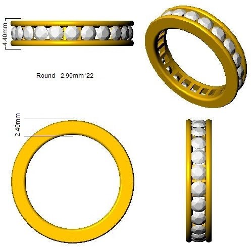 4.0mm Diamond Eternity Ring 2.00ct F-VS Quality in 18k Yellow Gold - My Jewel World