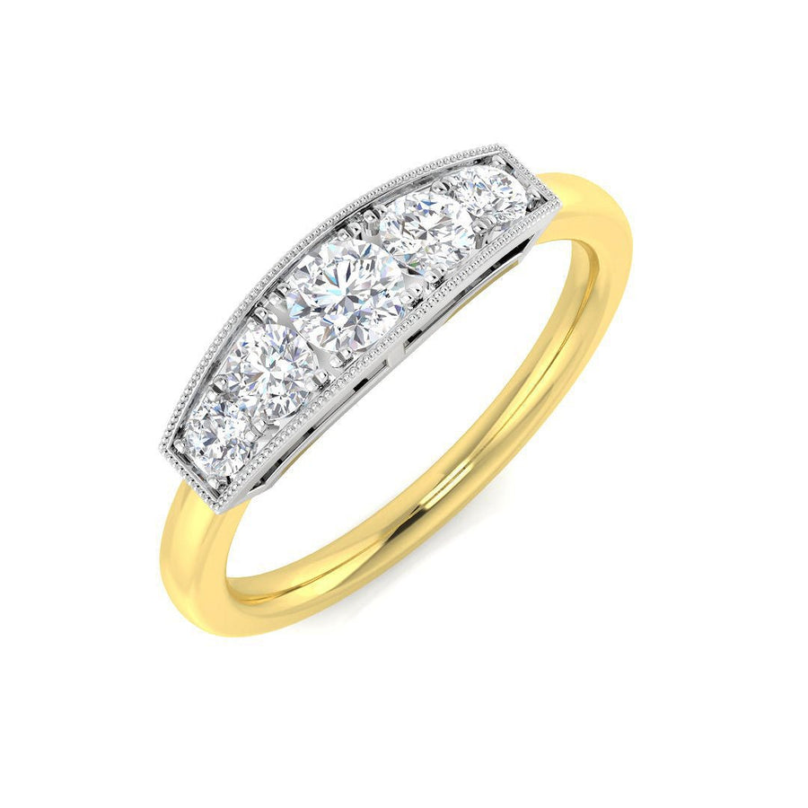5 Stone Diamond Eternity Ring 0.50ct F-VS Quality in 18k Yellow Gold - My Jewel World