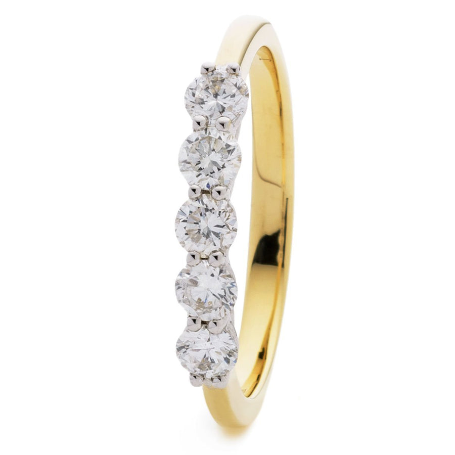 5 Stone Diamond Eternity Ring 1.50ct F-VS Quality in 18k Yellow Gold - My Jewel World
