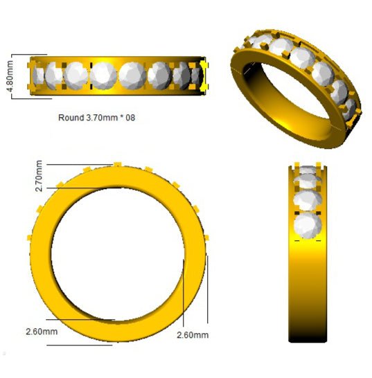 8 Stone Diamond Eternity Ring 1.50ct F-VS Quality in 18k White Gold - My Jewel World