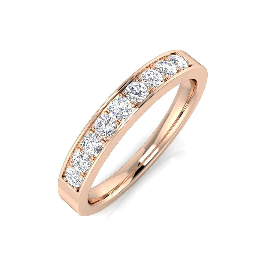 9 Stone Diamond Eternity Ring 0.50ct F-VS Quality in 18k Rose Gold - My Jewel World