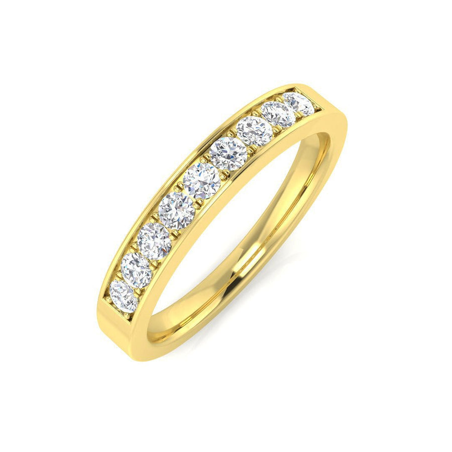 9 Stone Diamond Eternity Ring 0.50ct F-VS Quality in 18k Yellow Gold - My Jewel World