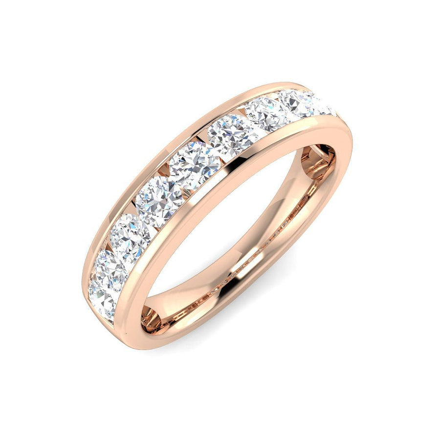 9 Stone Diamond Eternity Ring 0.80ct F-VS Quality in 18k Rose Gold - My Jewel World