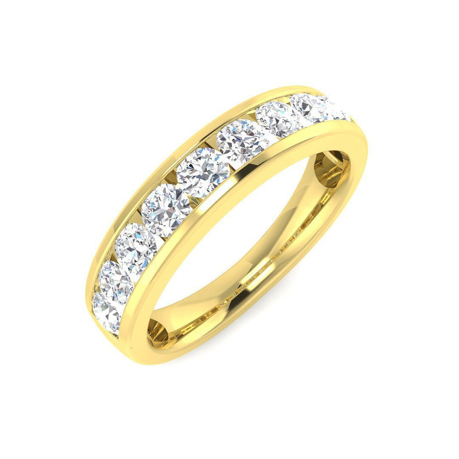 9 Stone Diamond Eternity Ring 0.80ct F-VS Quality in 18k Yellow Gold - My Jewel World