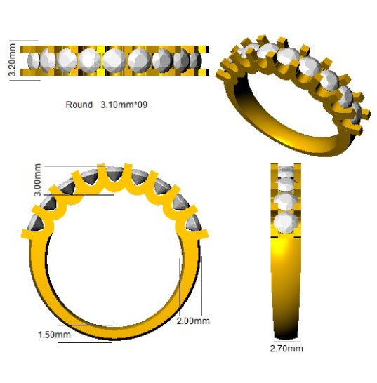 9 Stone Diamond Eternity Ring 1.00ct F-VS Quality in 18k Yellow Gold - My Jewel World