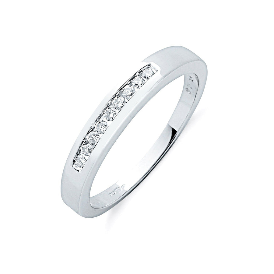 9 Stone Eternity Diamond Ring 0.15ct H-SI Quality in 9K White Gold - My Jewel World