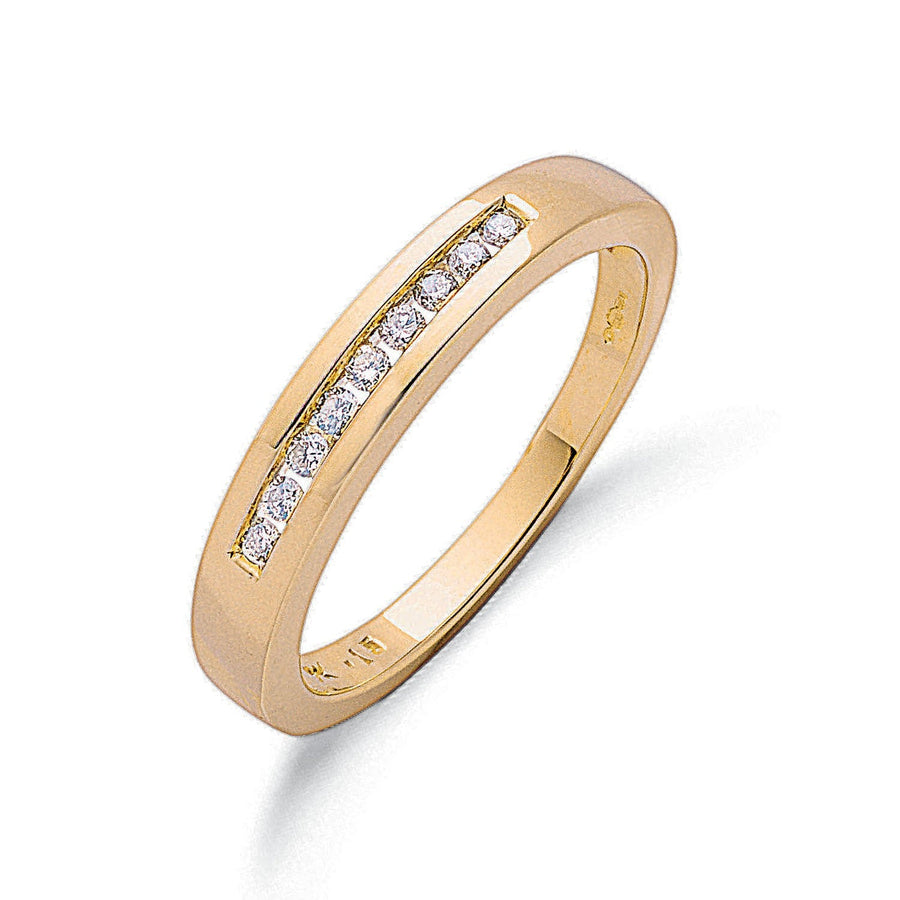 9 Stone Eternity Diamond Ring 0.15ct H-SI Quality in 9K Yellow Gold - My Jewel World