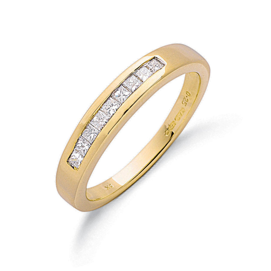 9 Stone Eternity Diamond Ring 0.25ct H-SI Quality in 9K Yellow Gold - My Jewel World