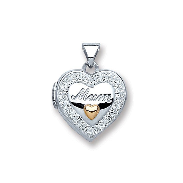 925 Sterling Silver Crystal Heart Shaped Locket Pendant Necklace - My Jewel World