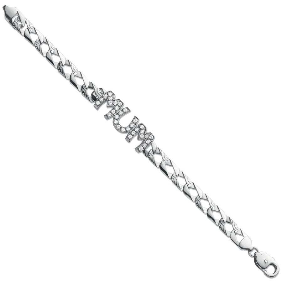 925 Sterling Silver CZ Mum Bracelet 12.6g - My Jewel World