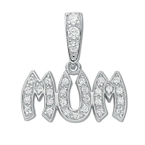 925 Sterling Silver CZ Mum Pendant Necklace 3.9g - My Jewel World